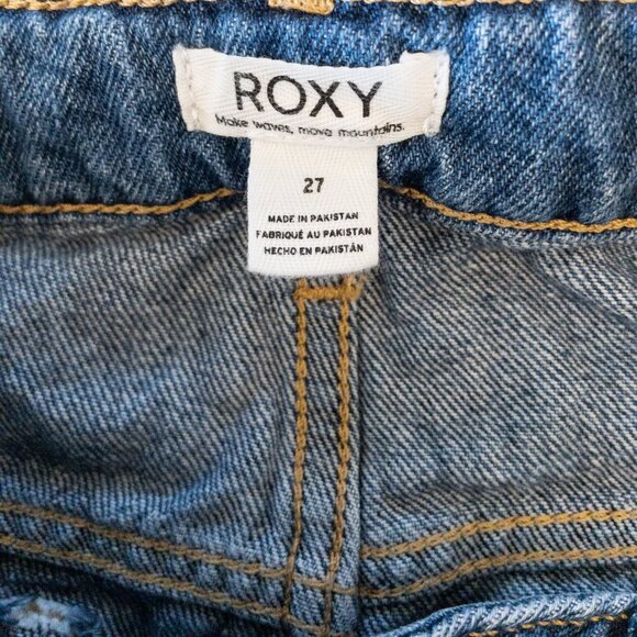 Roxy Originals High Rise Distressed Denim Shorts Size 27 – Frayed Hem 100% Cotto - Picture 4 of 5